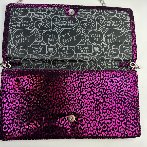 Betsy Johnson Vintage? Y2K Metallic Pinkish Animal Print Envelope Safari Purse - Picture 11 of 14